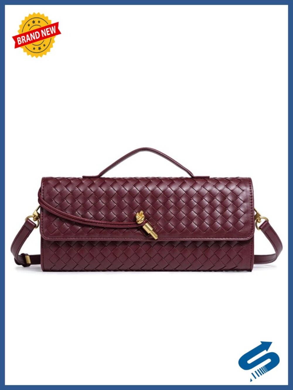 Woven Satchel Shoulder Bag Faux Leather Women's Handbag
